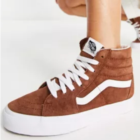 Vans Sk8-Hi Pig Suede Tortoise Shell Brown Sneakers NEW - Picture 2 of 12